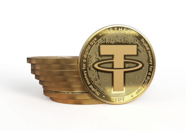 Tether. Cryptocurrency Golden coins.3D illustration.