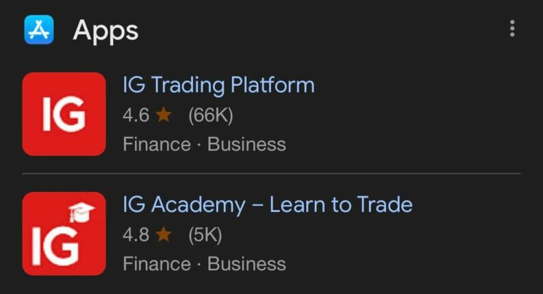 IG trading platform app
